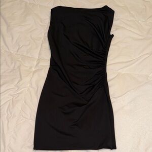 PrettyLittleThing Black One Shoulder Dress
